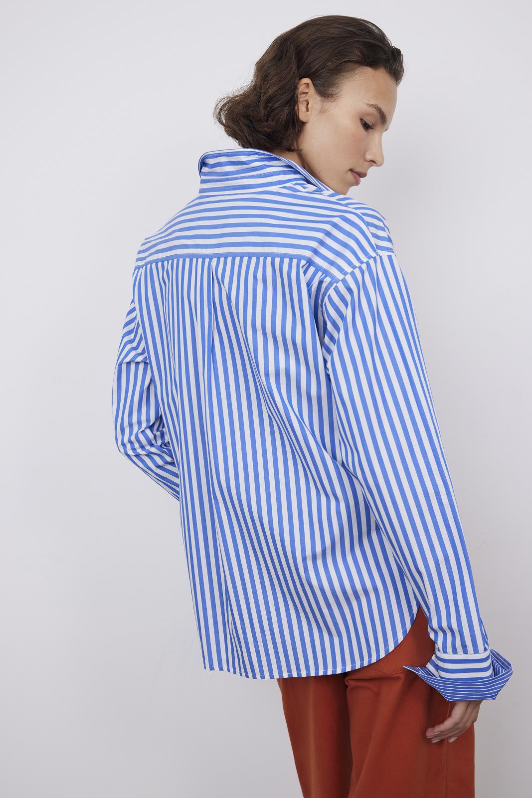 BLOUSE LS-*-STRIPE-BLUE