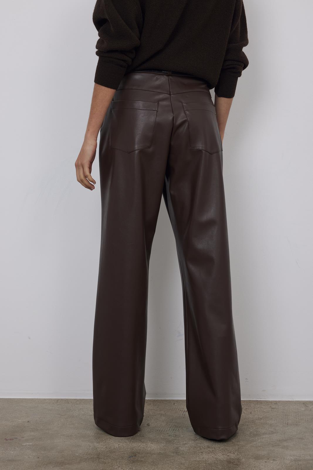 PANTS CASUAL L-LEATHER (FAKE)-UNI-BROWN