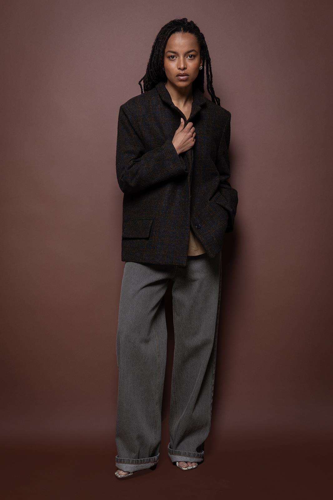 BLAIZER-*-CHECK-BROWN