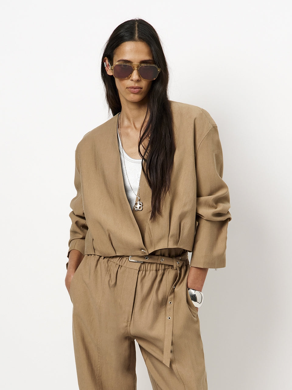 PANTS DRESSED L-*-UNI-BEIGE