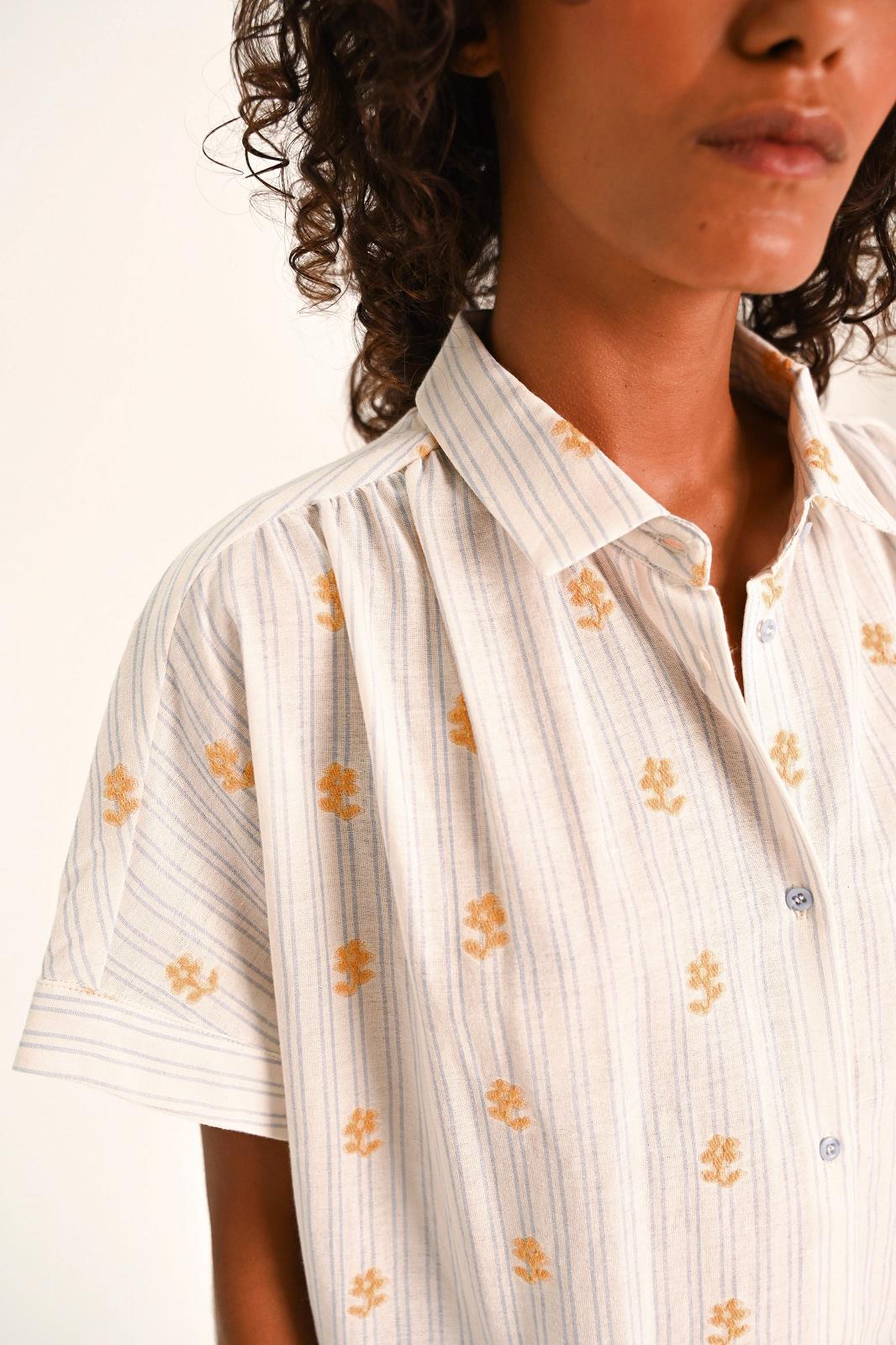 BLOUSE 3/4M PRINT ECRU
