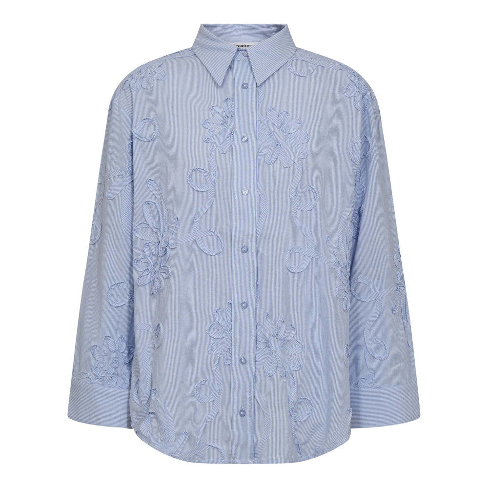 BLOUSE LM APPLI L BLAUW