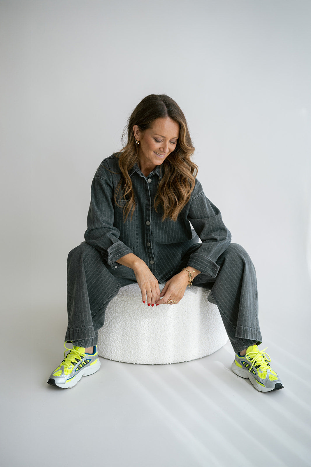 BROEK DENIM STREEP GRIJS