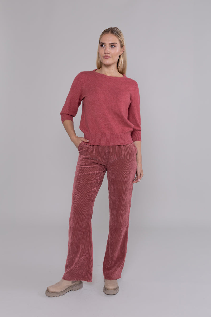 BROEK RIB UNI AUBERGINE