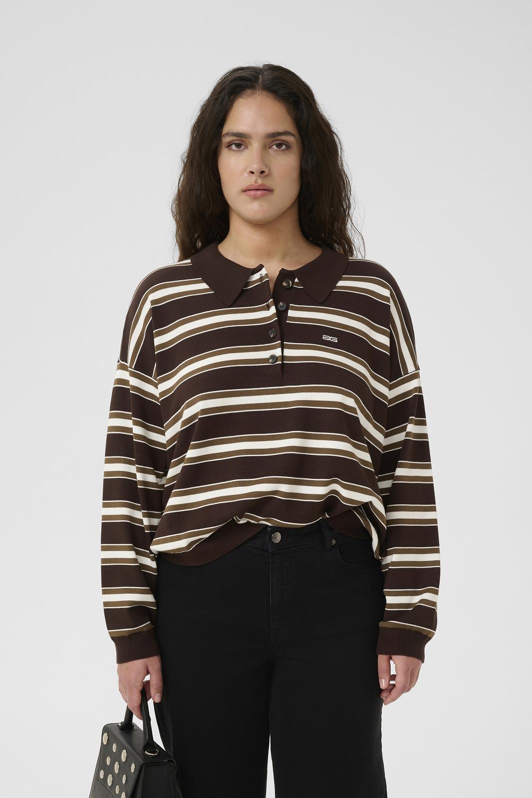 T-SHIRT LS-PN-STRIPE-BROWN