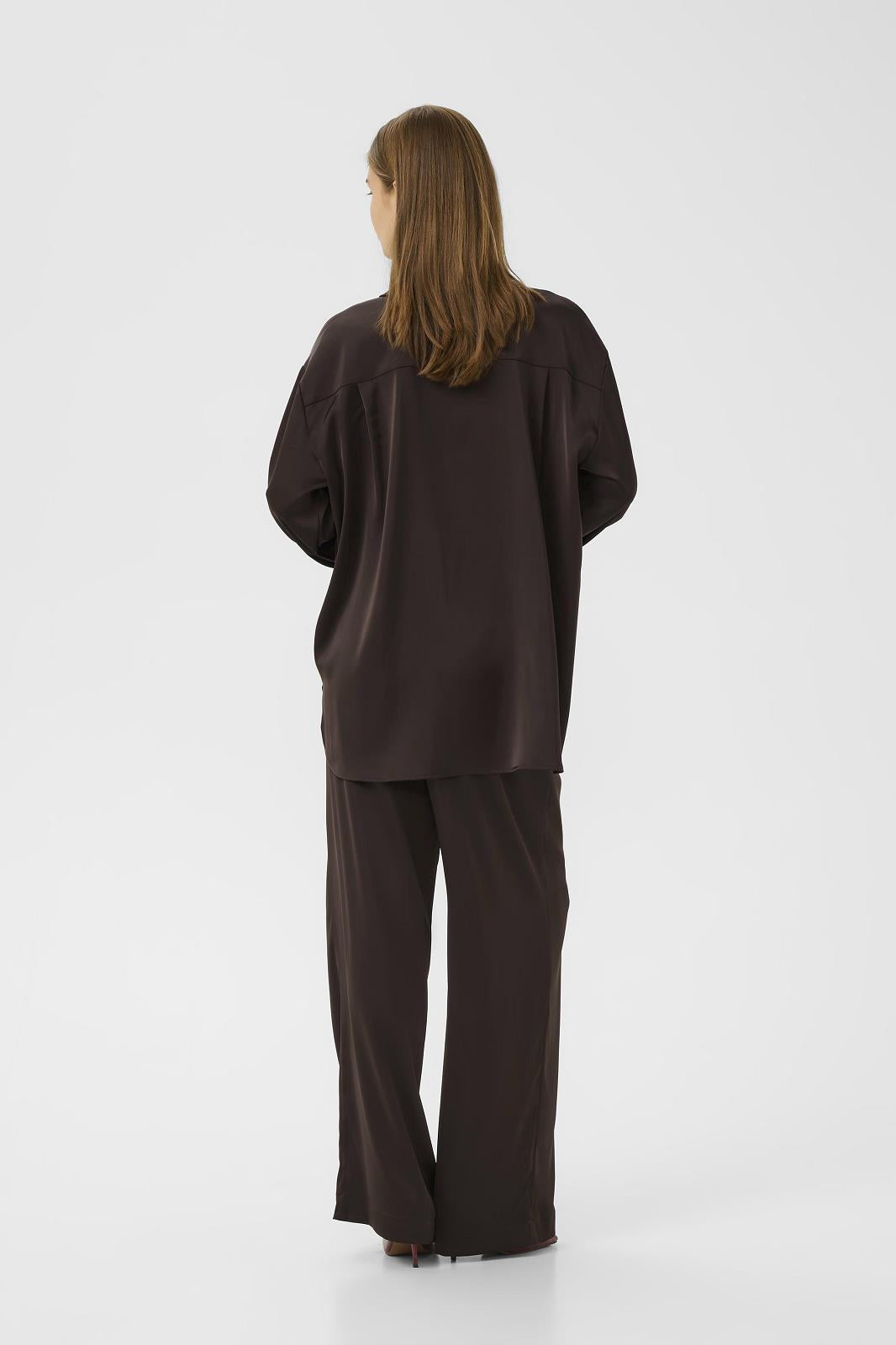 PANTS DRESSED L-*-UNI-BROWN DARK