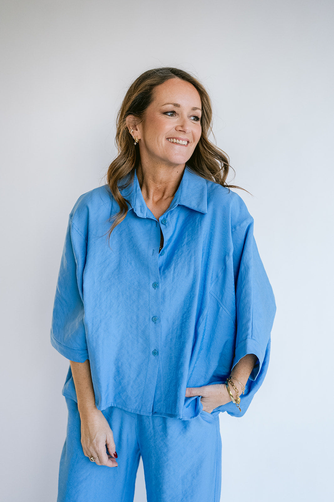 BLOUSE KM UNI BLAUW