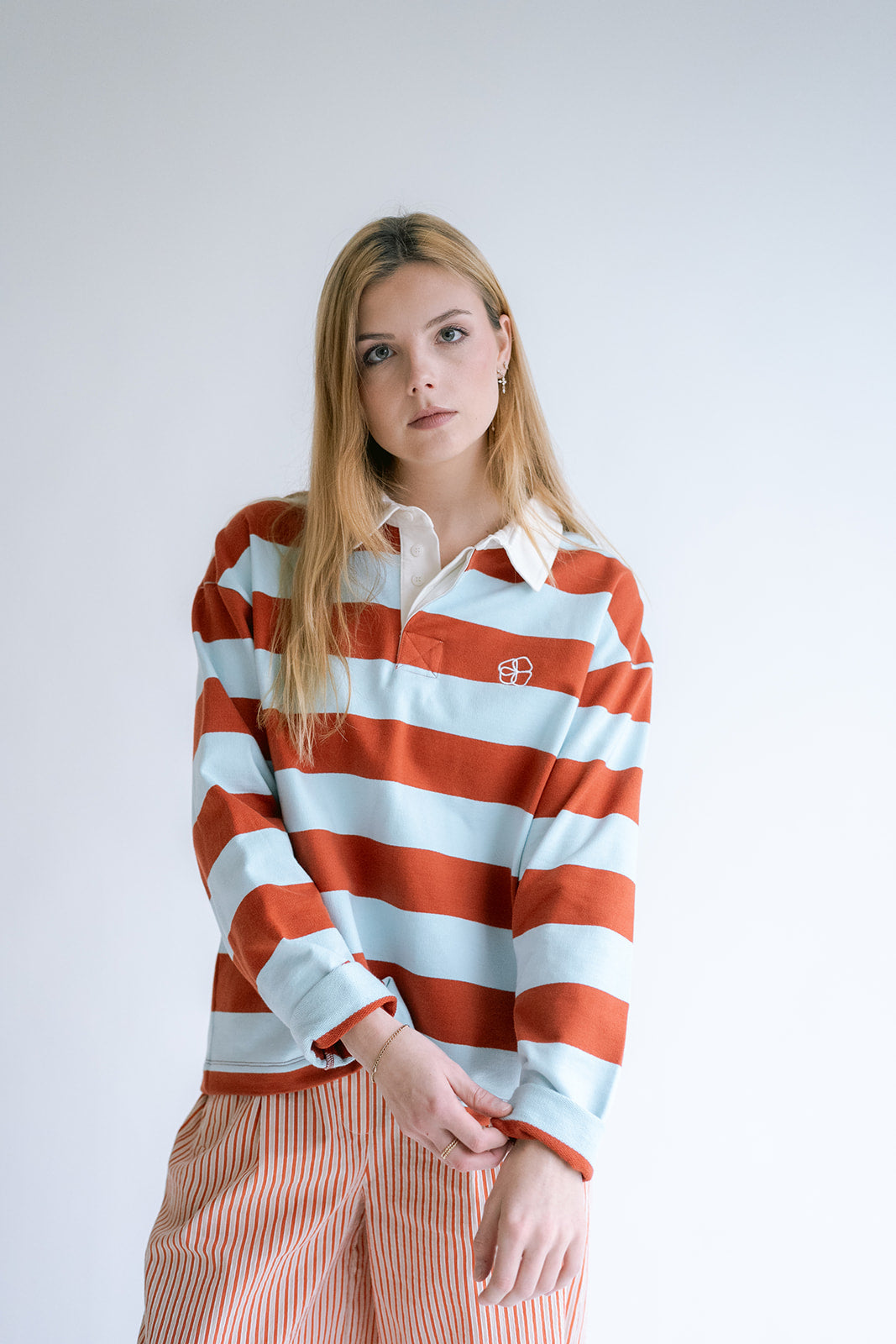 SWEATER LM PN STREEP ROEST