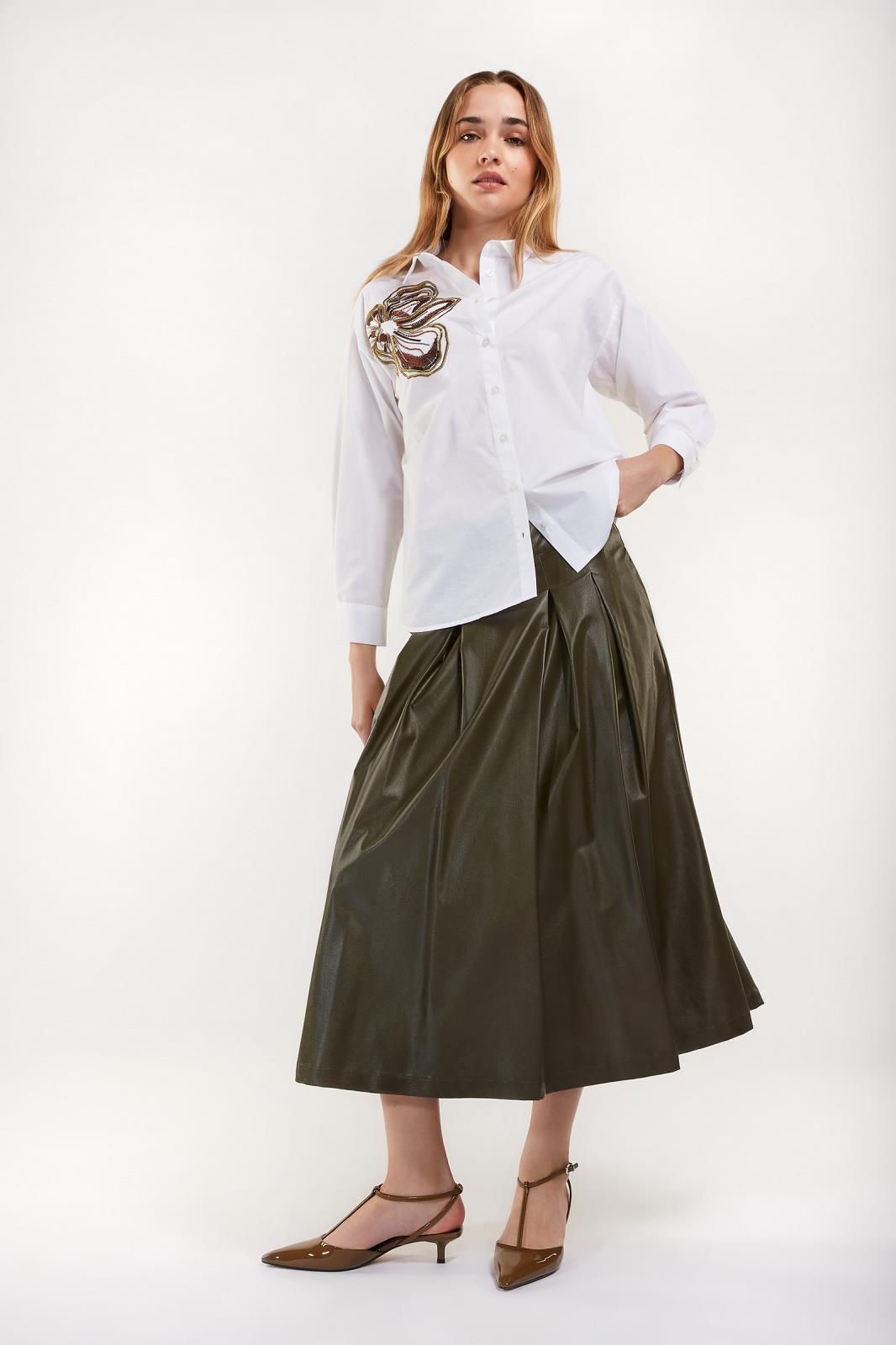 BLOUSE LS-*-UNI+APPLI-WHITE