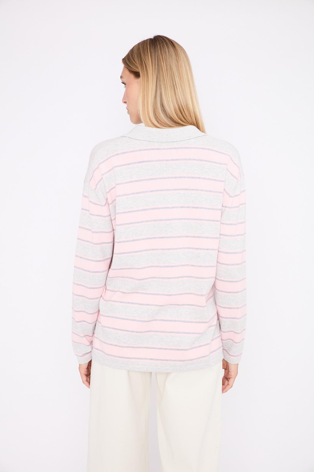 PULL LM PN STREEP L GRIJS/ROZE