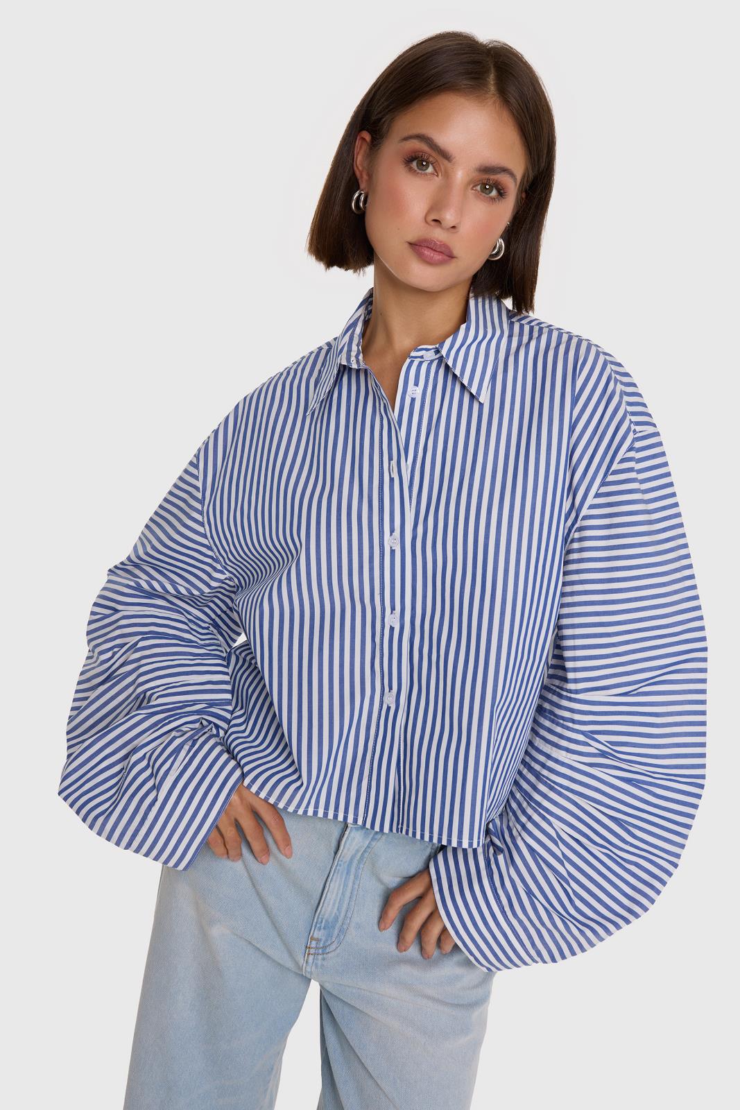 ladies woven fancy striped blouse