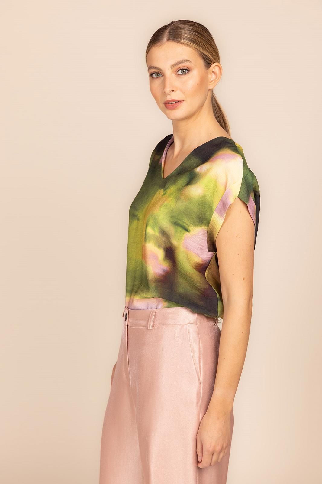 BLOUSE KM PRINT GROEN