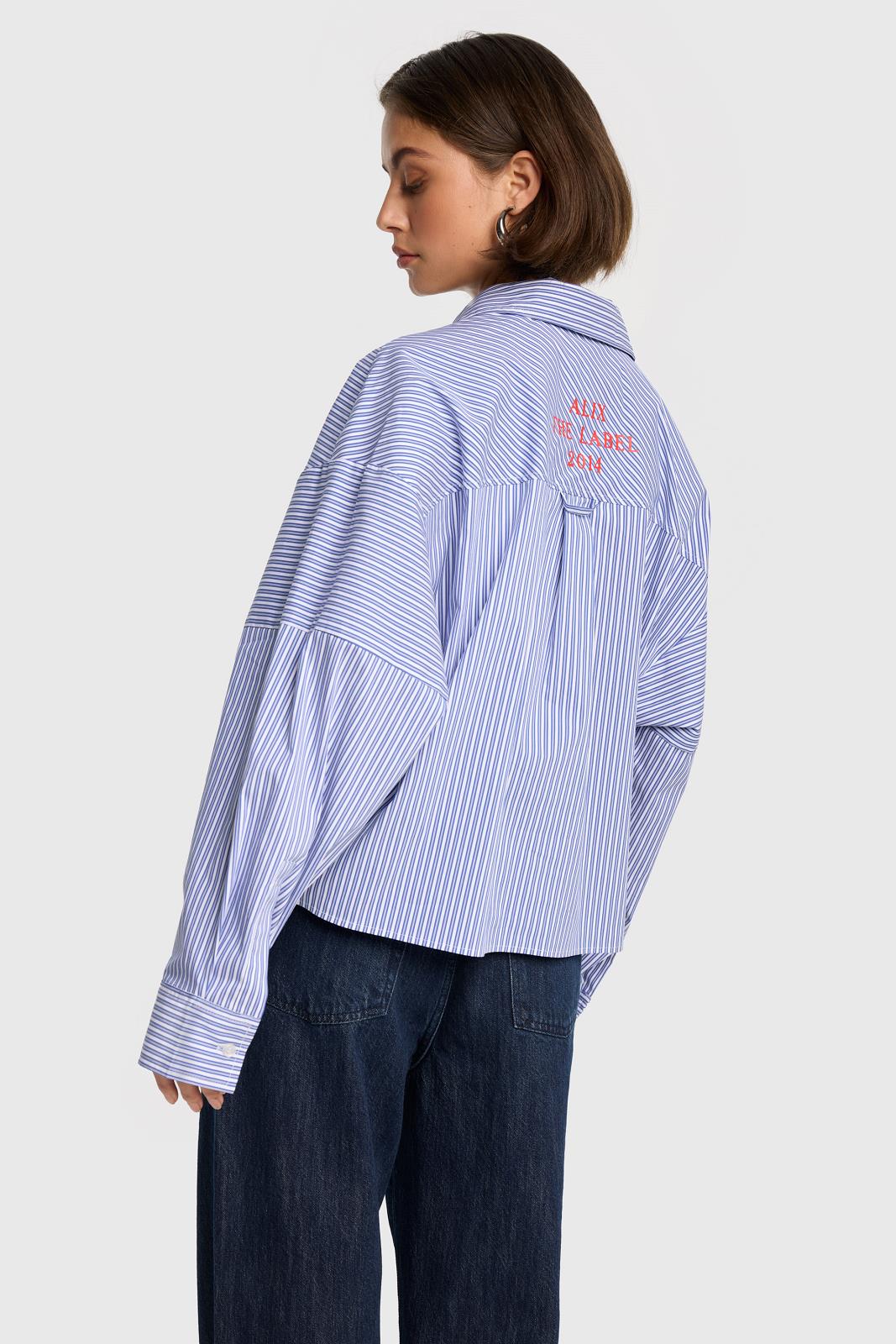 BLOUSE LS-*-STRIPE-BLUE