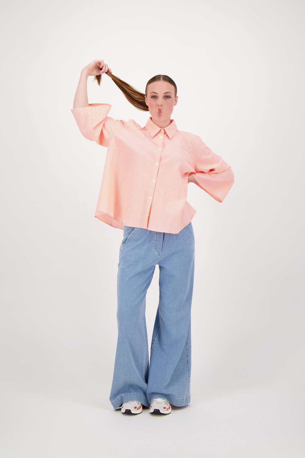 POLO BLOUSE WITH FLUO SPECKS fluo-orang