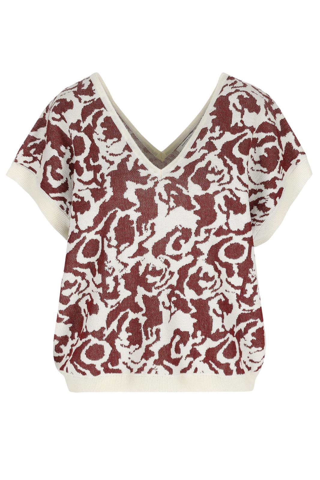 KNIT BLOUSE WITH PRINT merlot