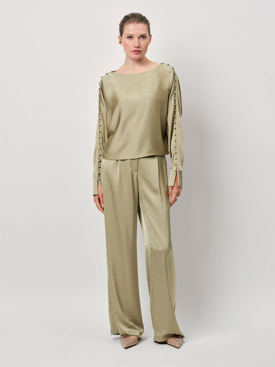 PANTS DRESSED L-*-UNI-GREEN DARK