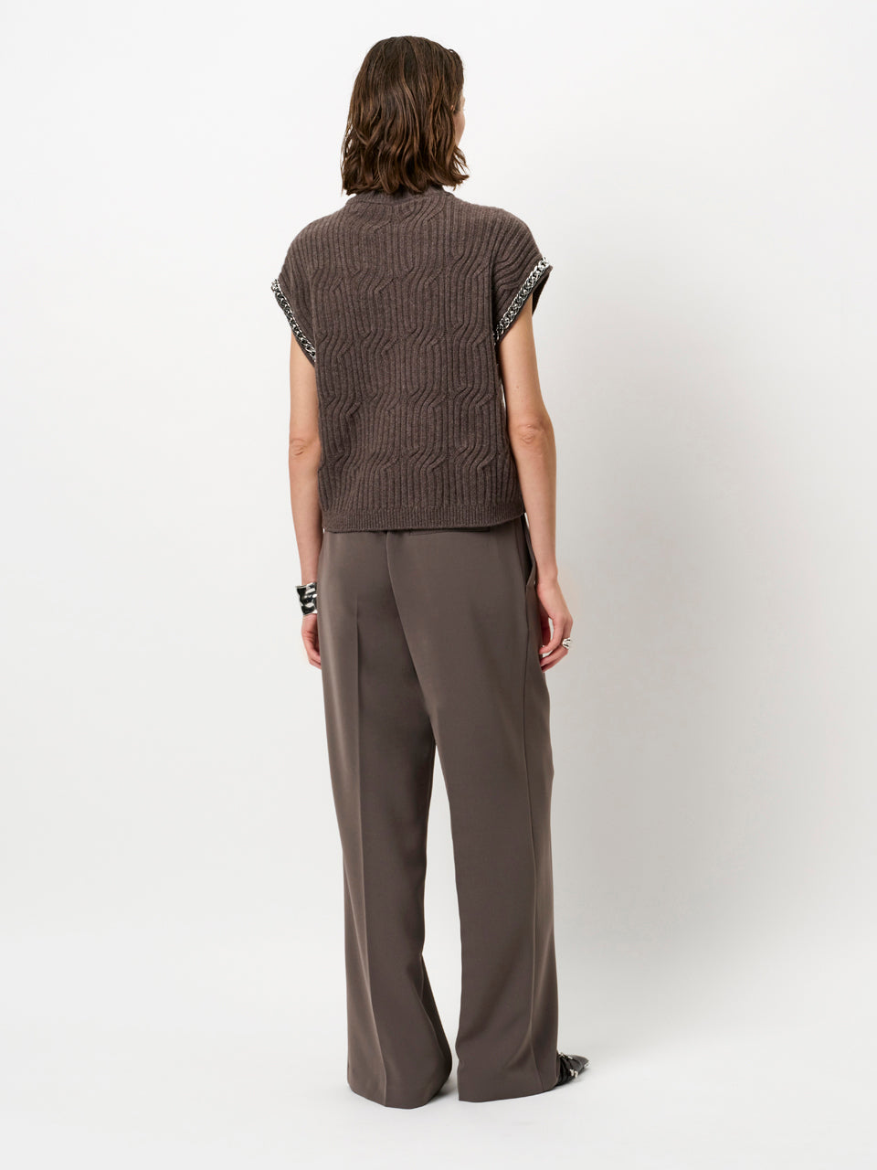 PULL SL-TN-UNI+APPLI-TAUPE