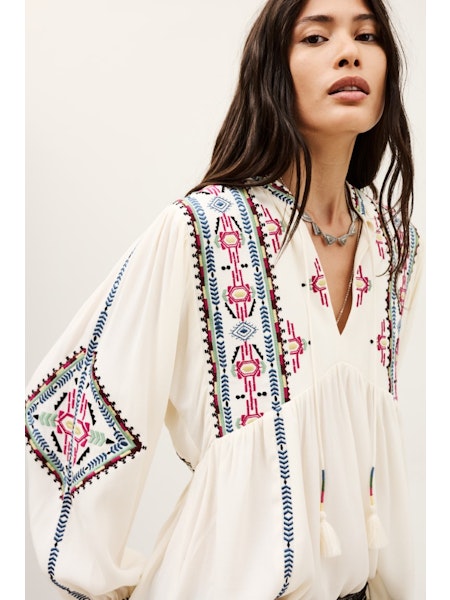 BLOUSE LM ECRU + PRINT