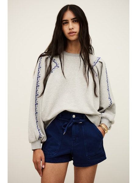 SWEATER LM APPLI GRIJS