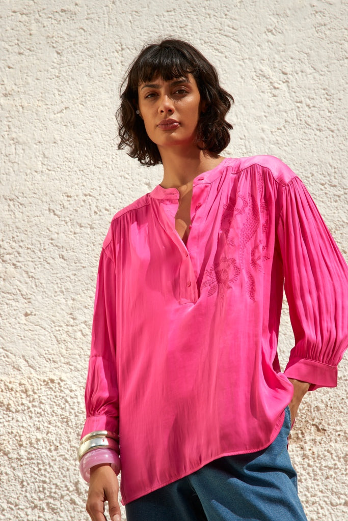 BLOUSE LM UNI FUCHSIA