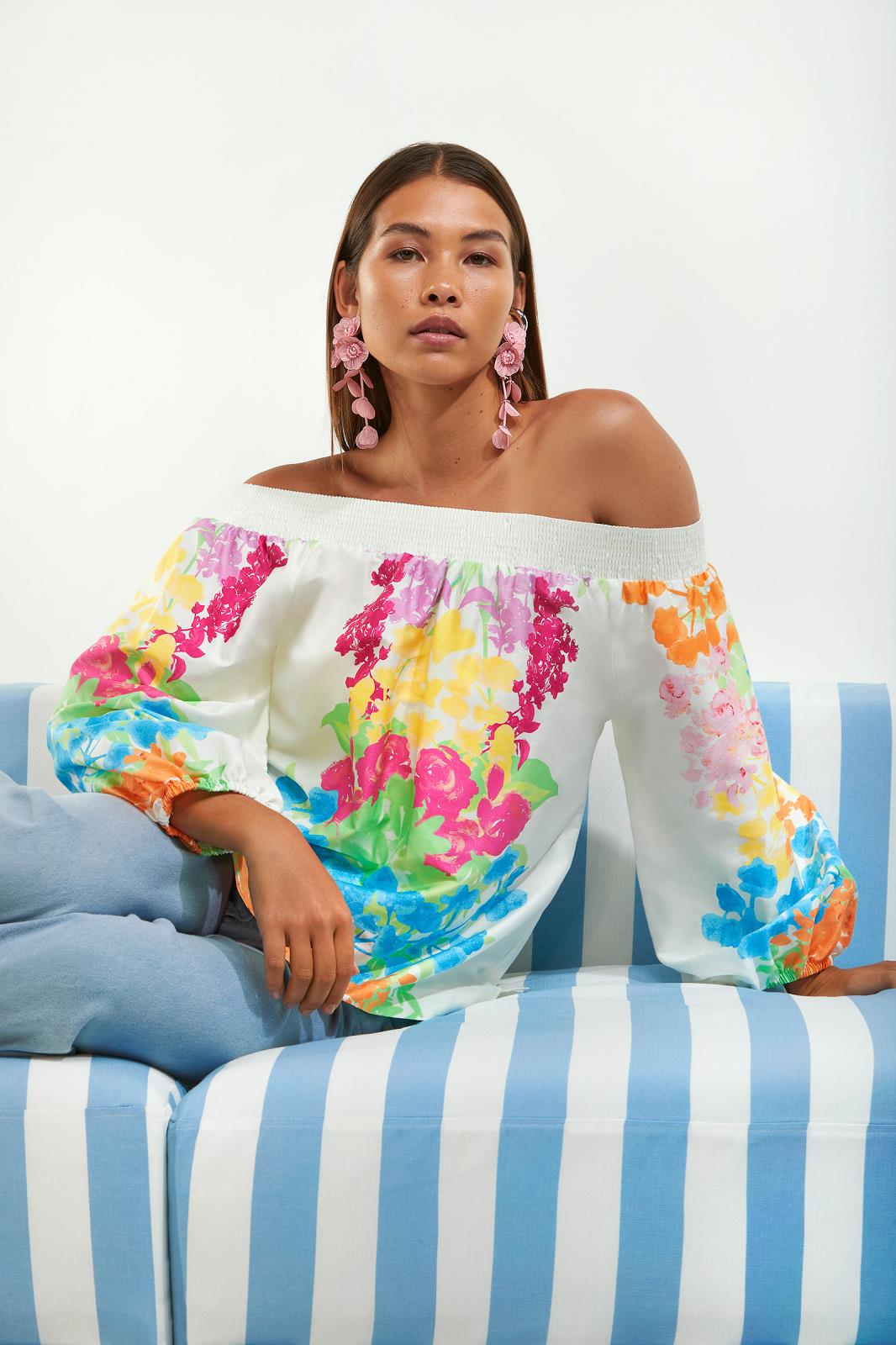 BLOES OFFSHOULDER MET PRINT