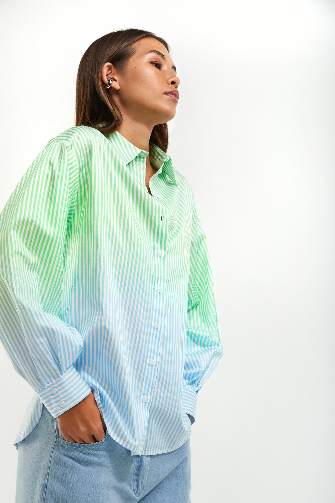 BLOES MET GROEN/BLAUWE STREPEN