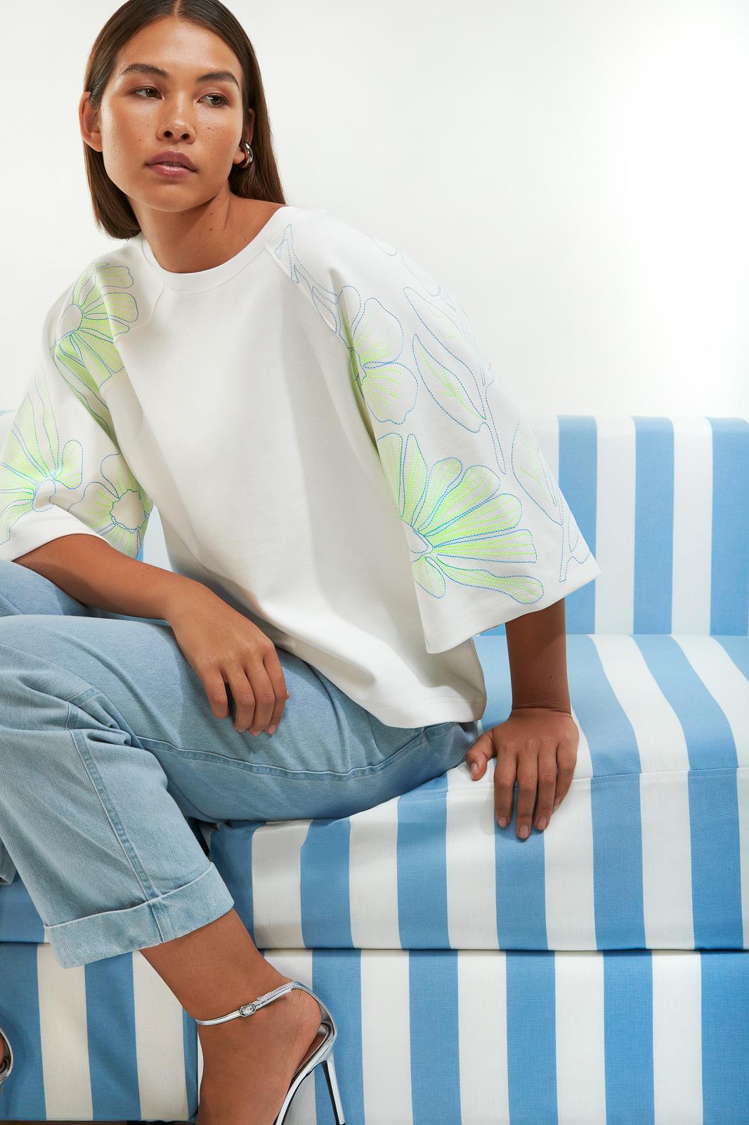 T-SHIRT UNI ECRU + APPLI