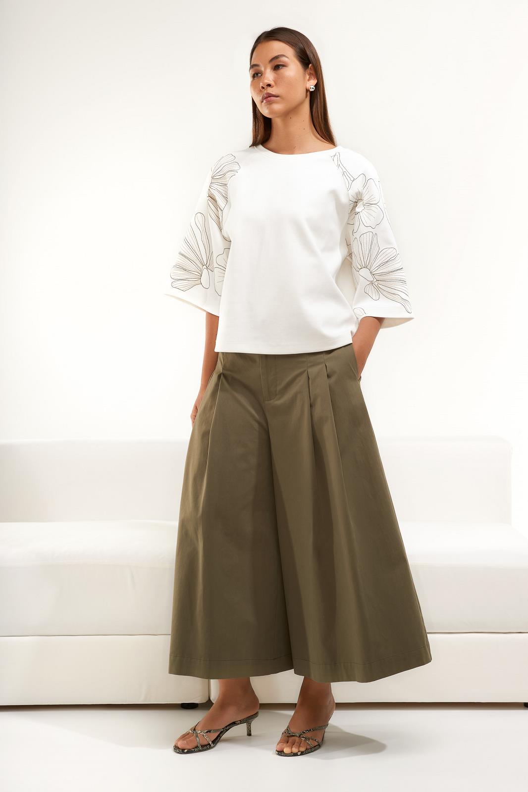 T-SHIRT 3/4M ECRU +APPLI