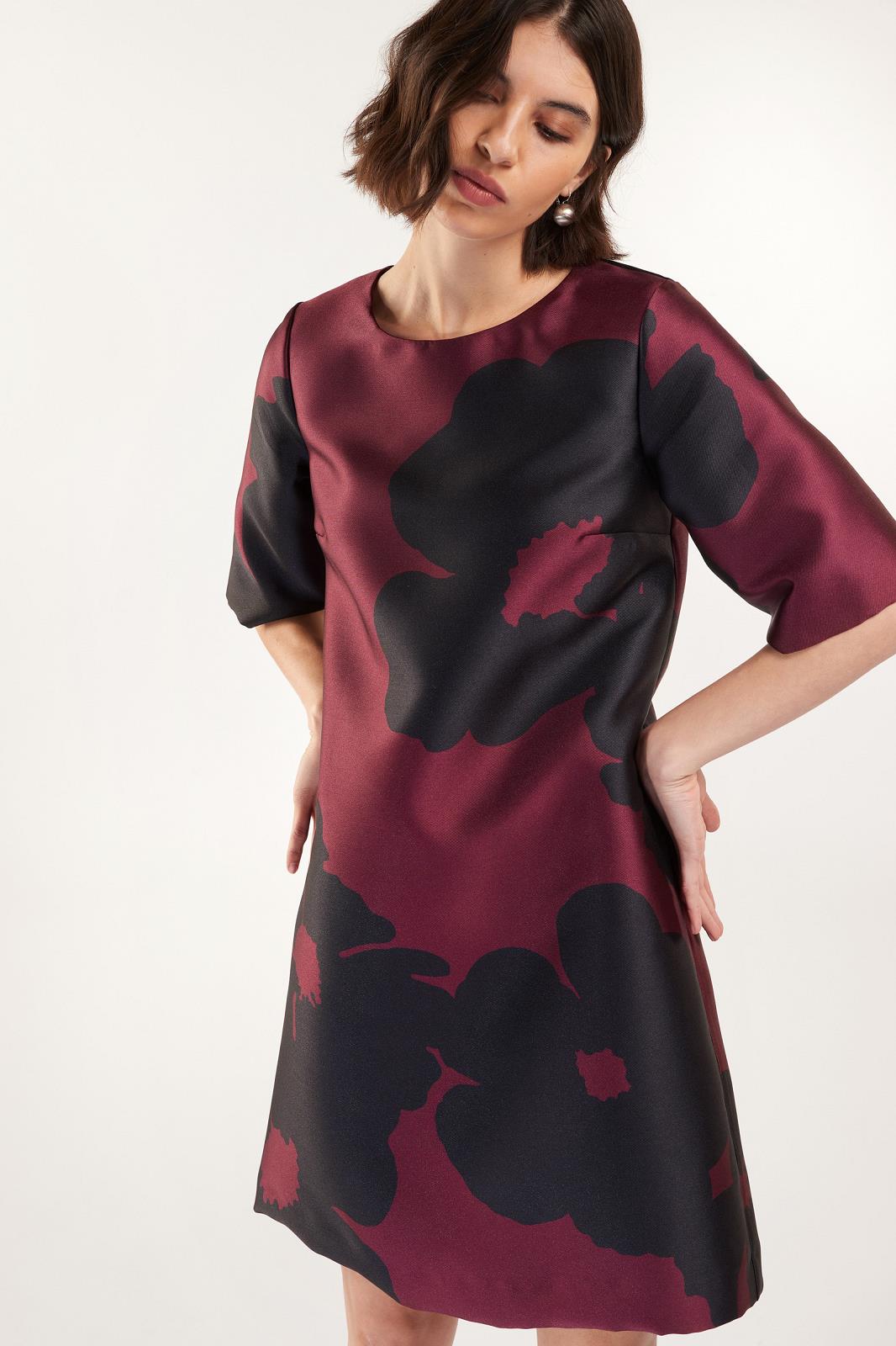 DRESS 3/4S-*-PRINT-AUBERGINE