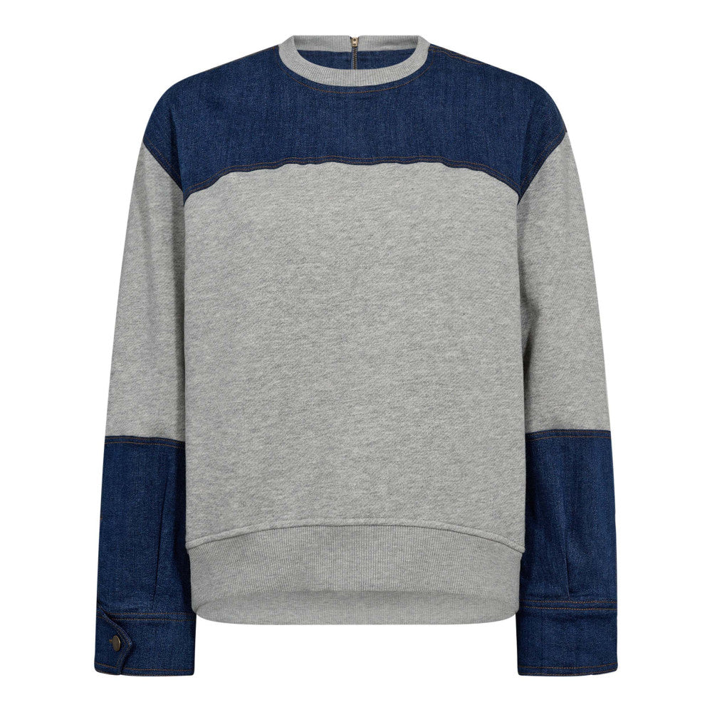 SWEATER LS-ON-UNI+APPLI-GREY