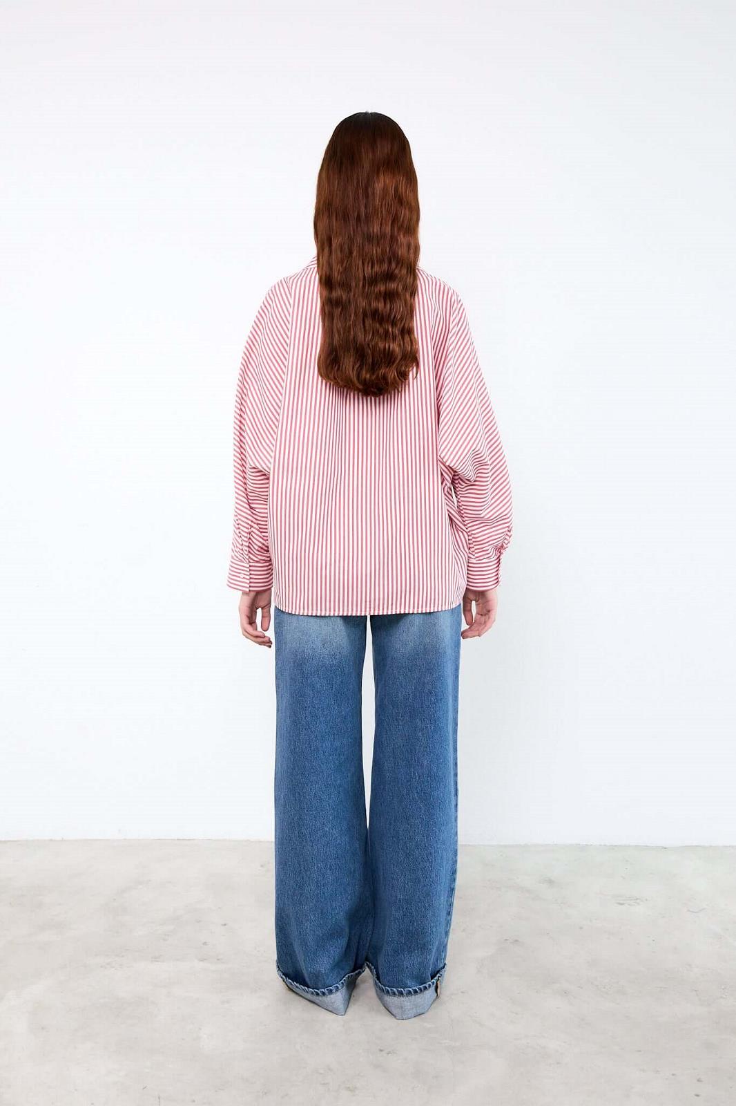 BLOUSE LS-*-STRIPE-RED