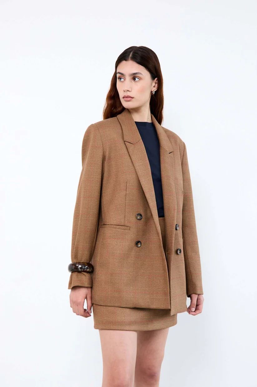 SKIRT S-TIGHT-CHECK-CAMEL