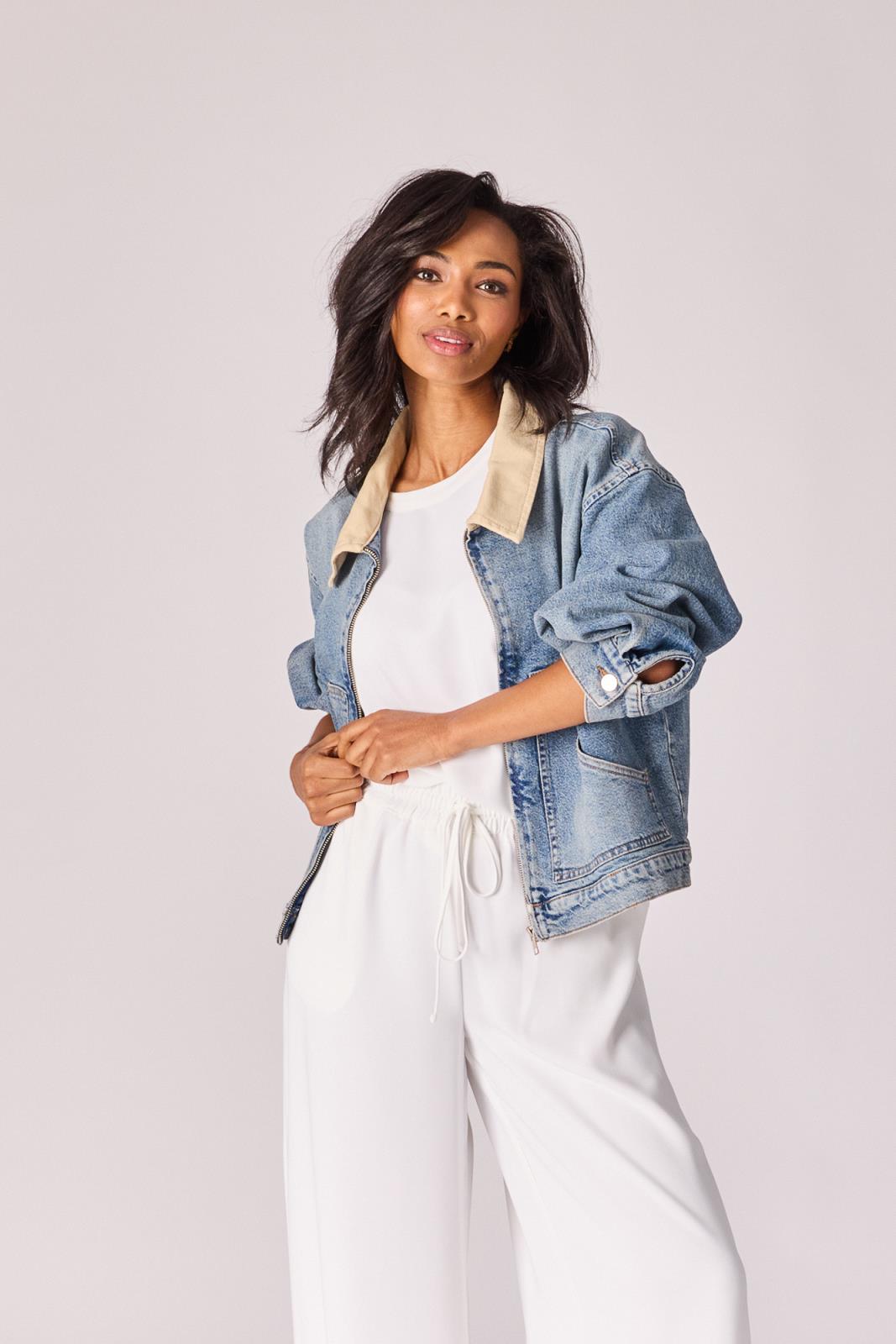 JEANSVEST CONTASTJEANS/BEIGE