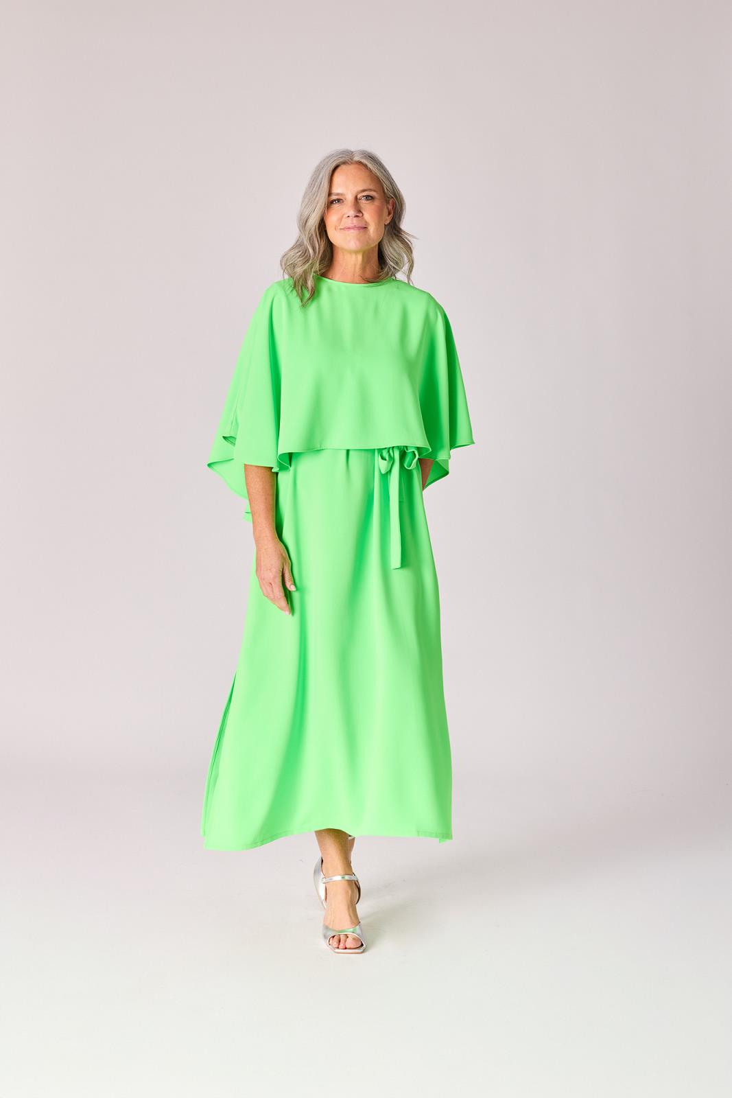 JURK LANG ZM MET CAPE FLUO GROEN