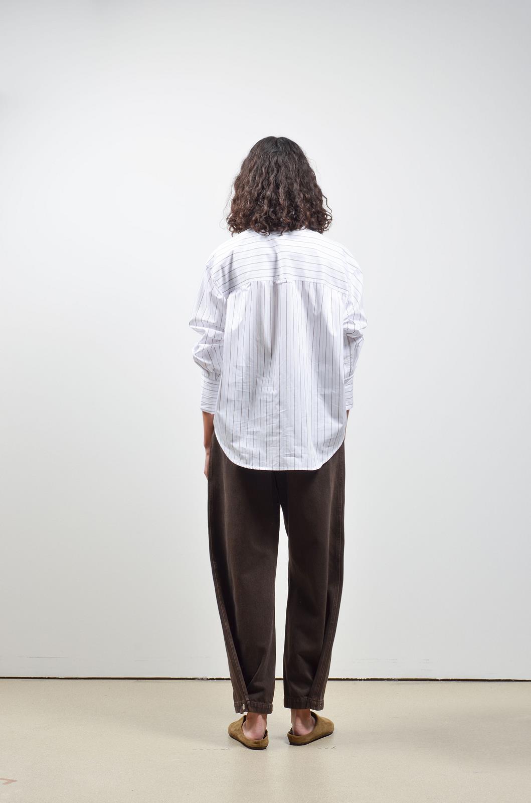 BLOUSE LS-*-STRIPE-WHITE