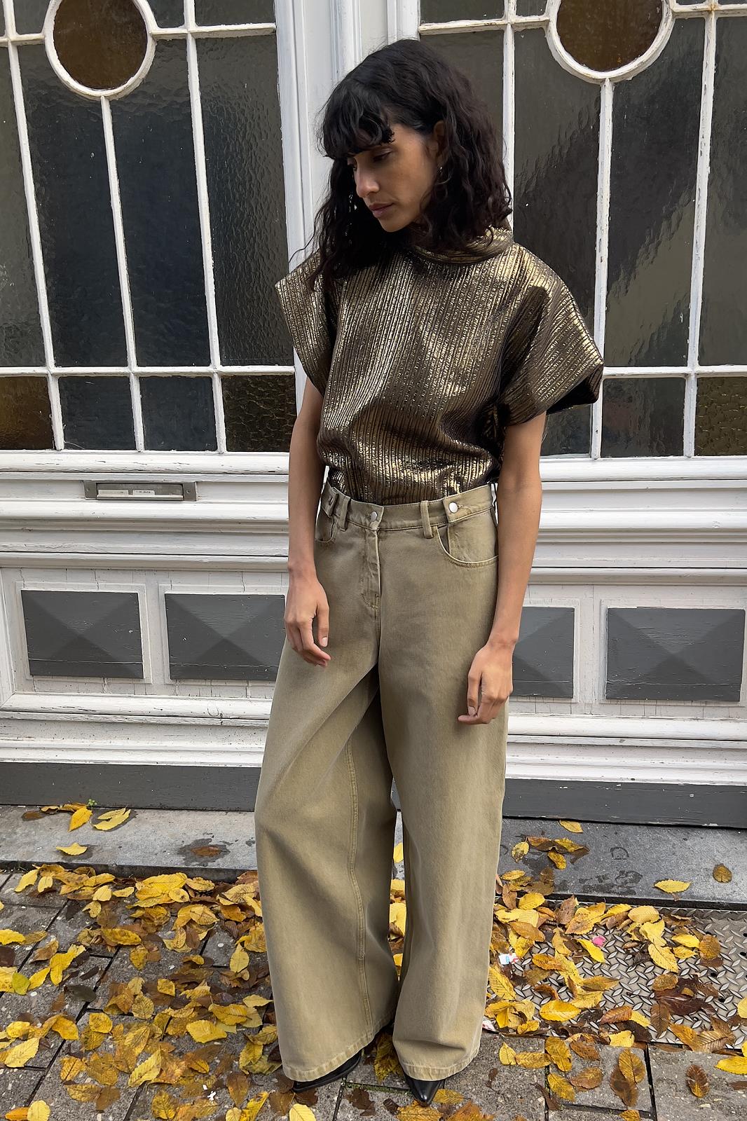 PANTS CASUAL L-DENIM/STR-UNI-GREEN LIGHT