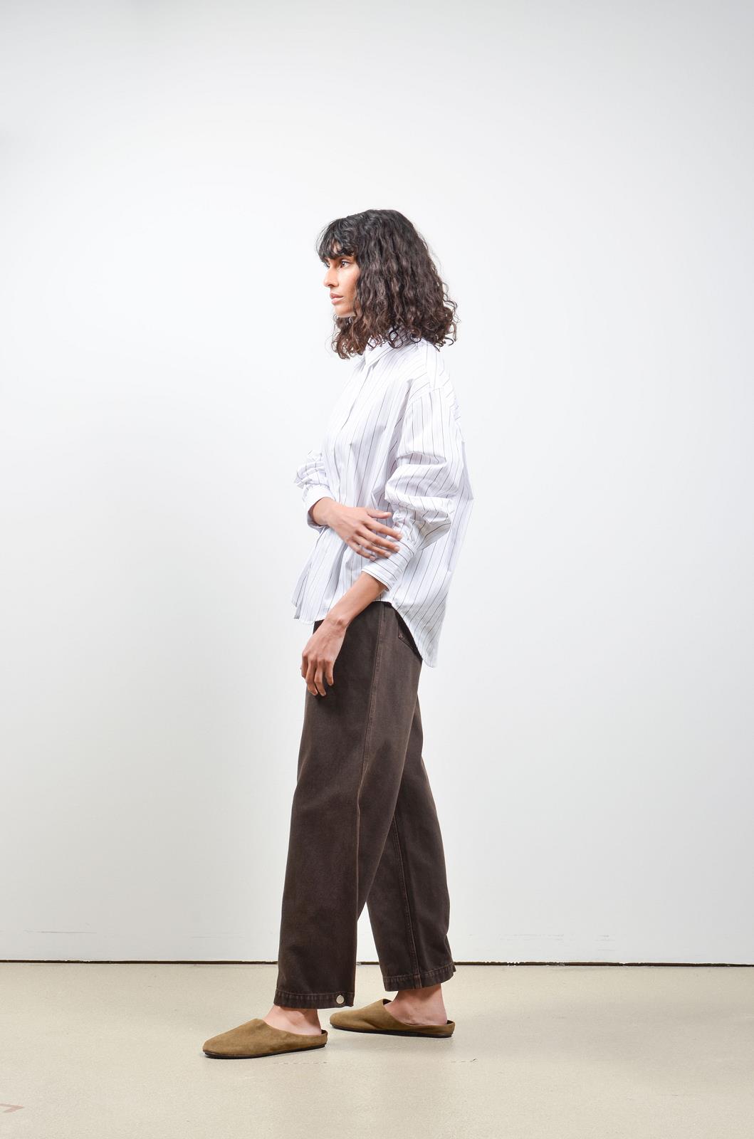 PANTS CASUAL L-DENIM-UNI-BROWN DARK