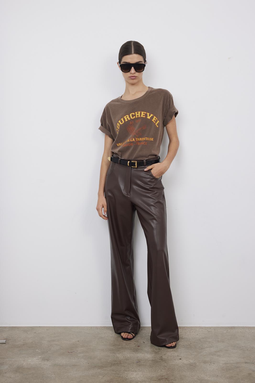 T-SHIRT SS-ON-UNI+PRINT-BROWN LIGHT