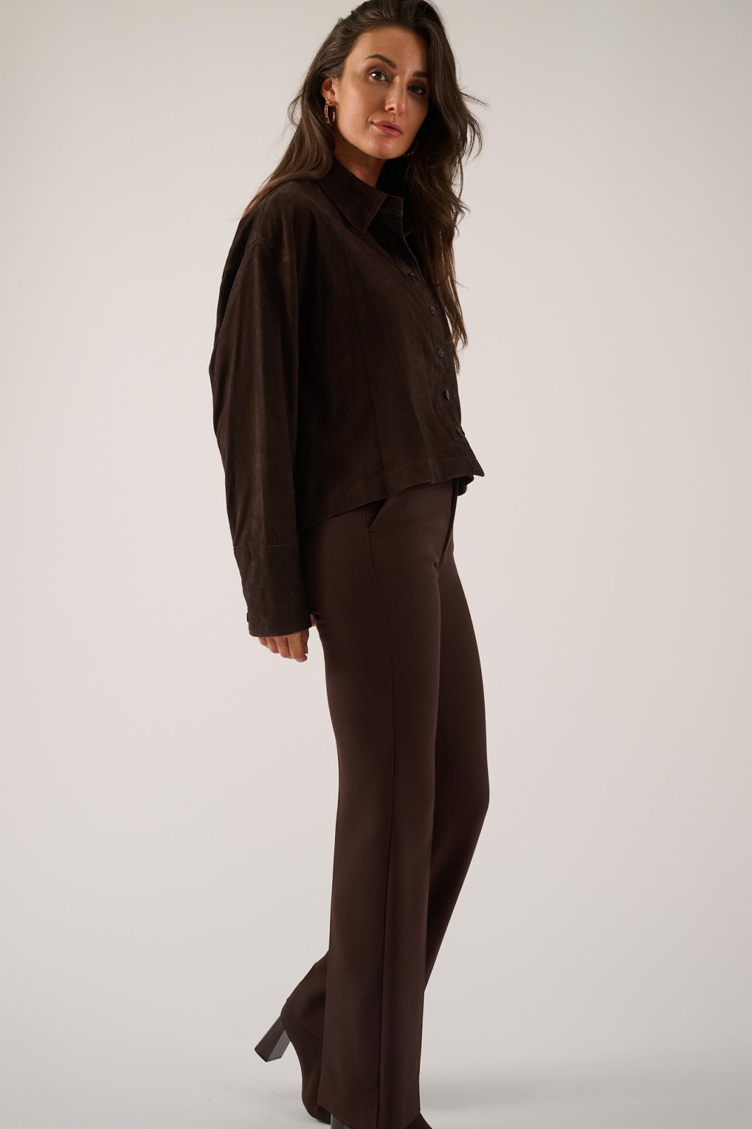 PANTS DRESSED L-*-UNI-BROWN DARK