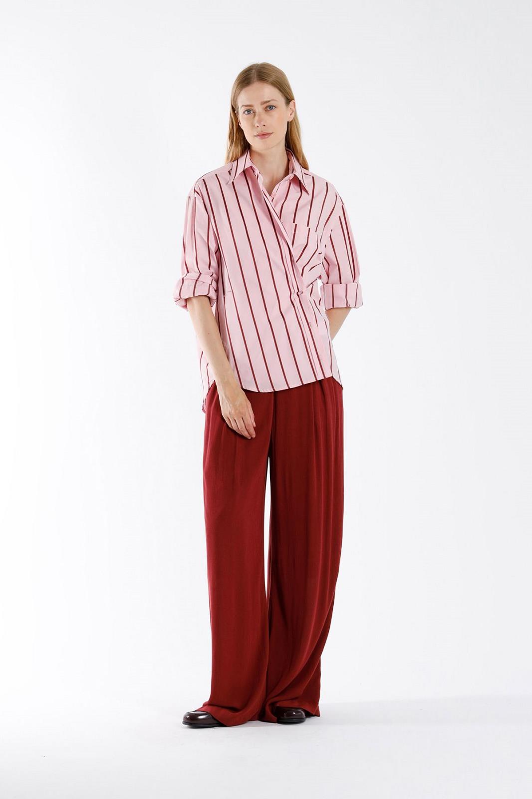 BLOUSE LS-*-STRIPE-AUBERGINE