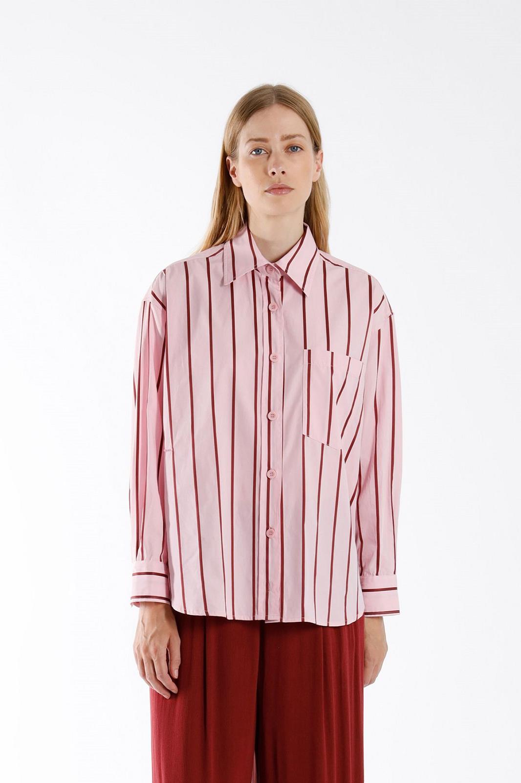 BLOUSE LS-*-STRIPE-AUBERGINE