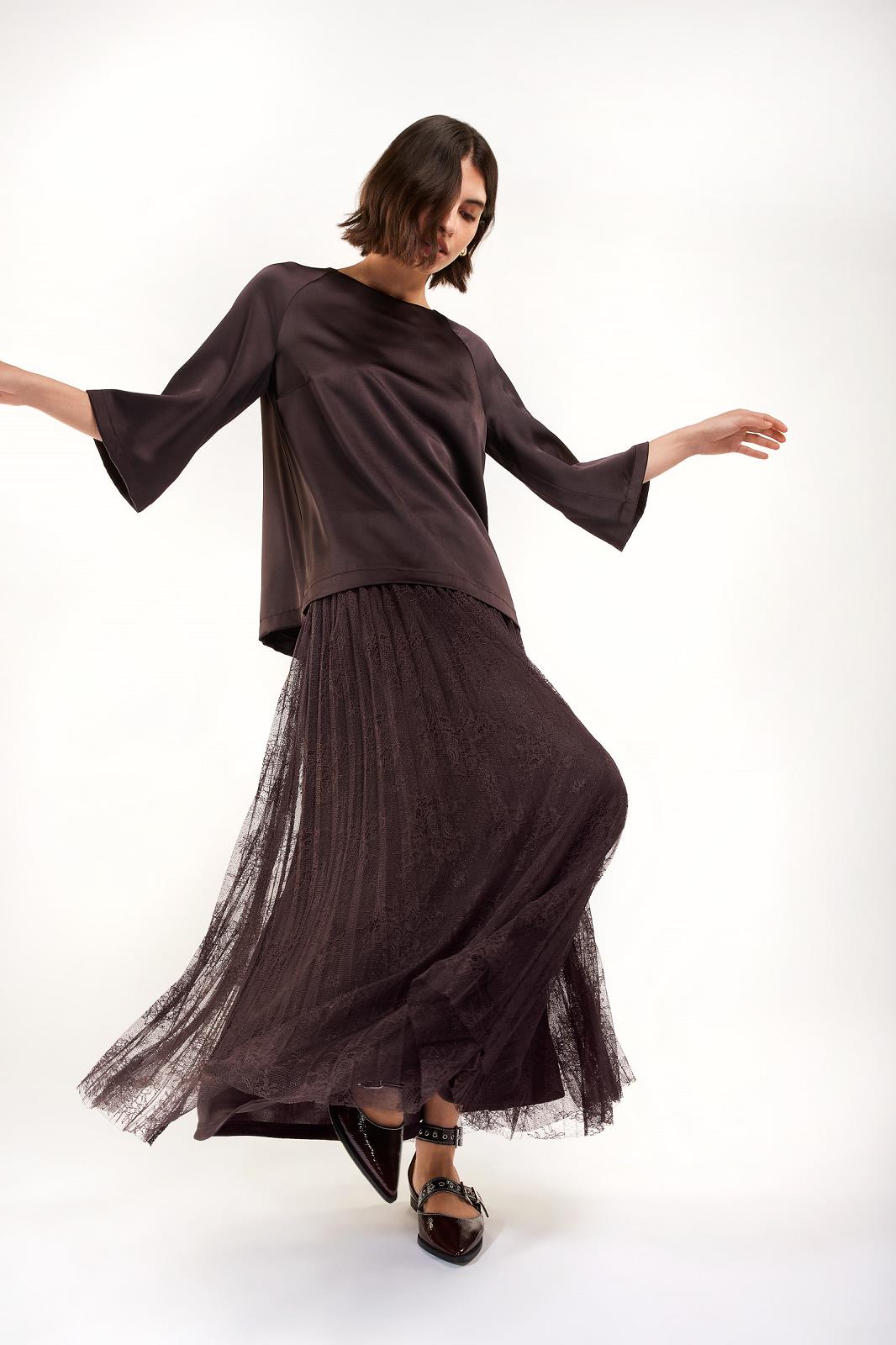 BLOUSE 3/4S-*-UNI-BROWN DARK