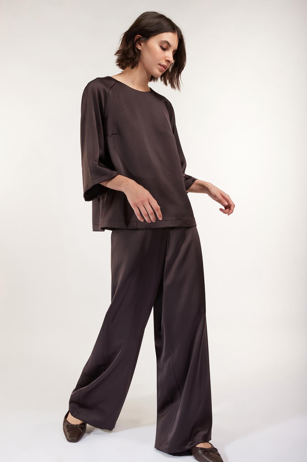 BLOUSE 3/4S-*-UNI-BROWN DARK