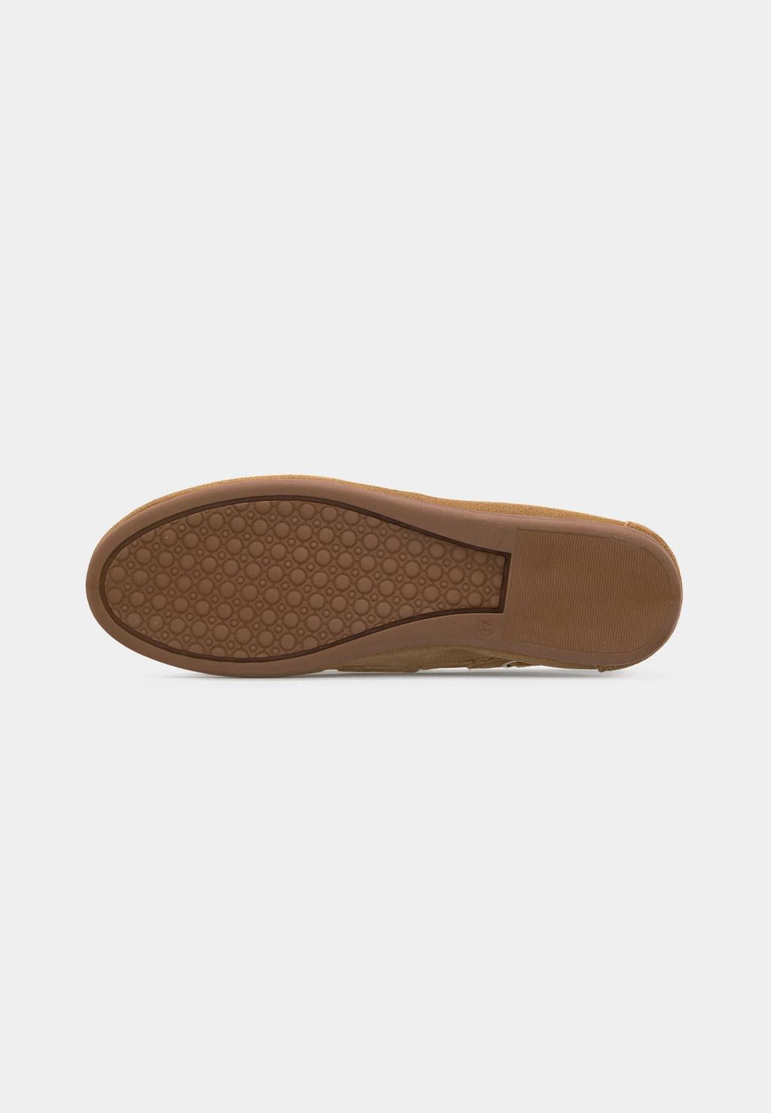 BOATSHOE SUEDE TAUPE/GROENE VETERS