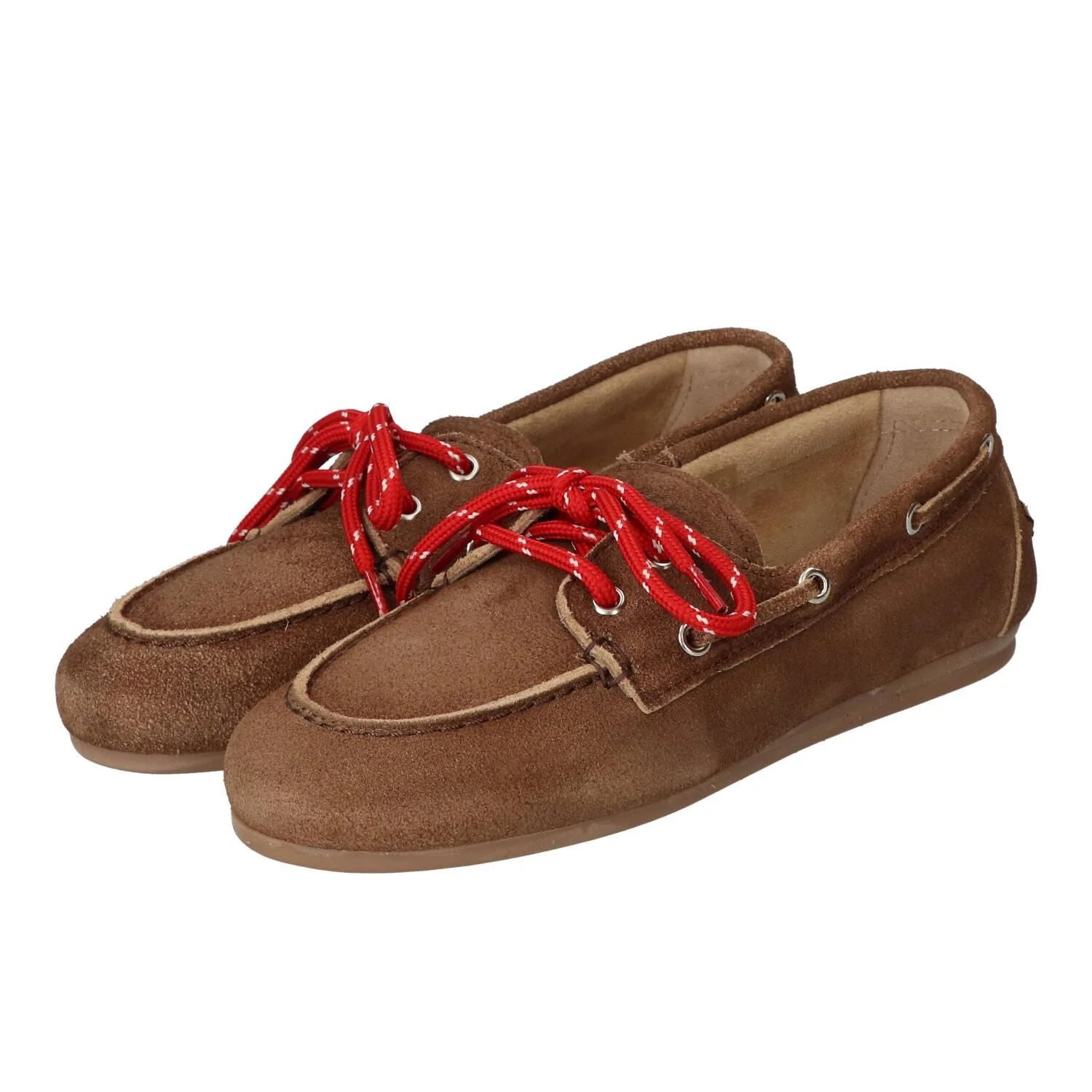 BOATSHOE SUEDE BRUIN/RODE VETERS