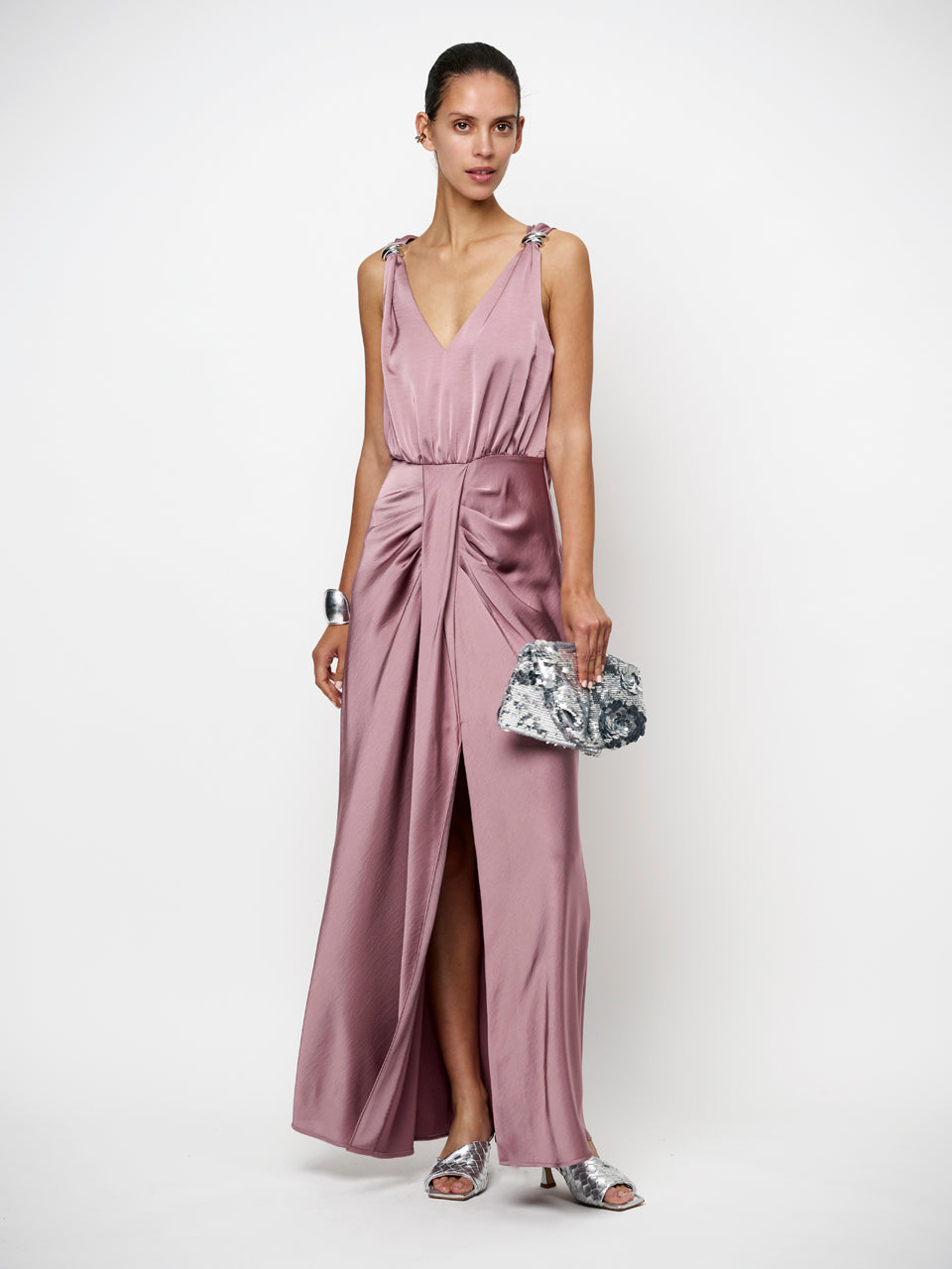 Dante6-Marcia satin maxi dress Mauve
