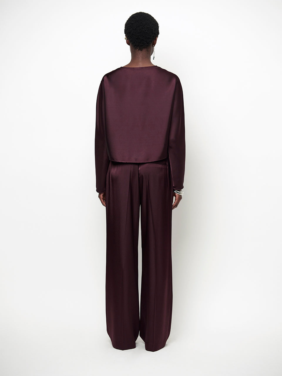 Dante6-Jules bold satin smart pants Dark
