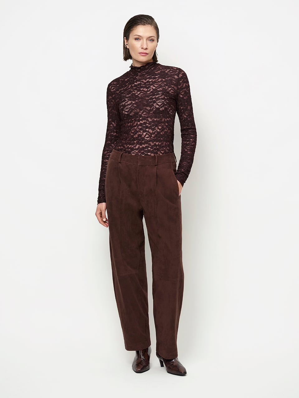 Dante6-Irony lace turtle neck top Dark P