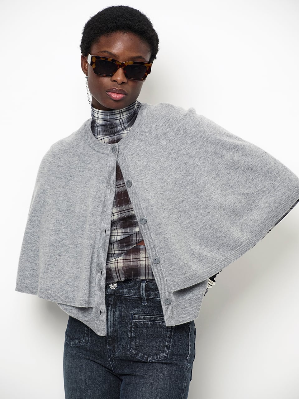Dante6-Casha printed check mesh top Mult