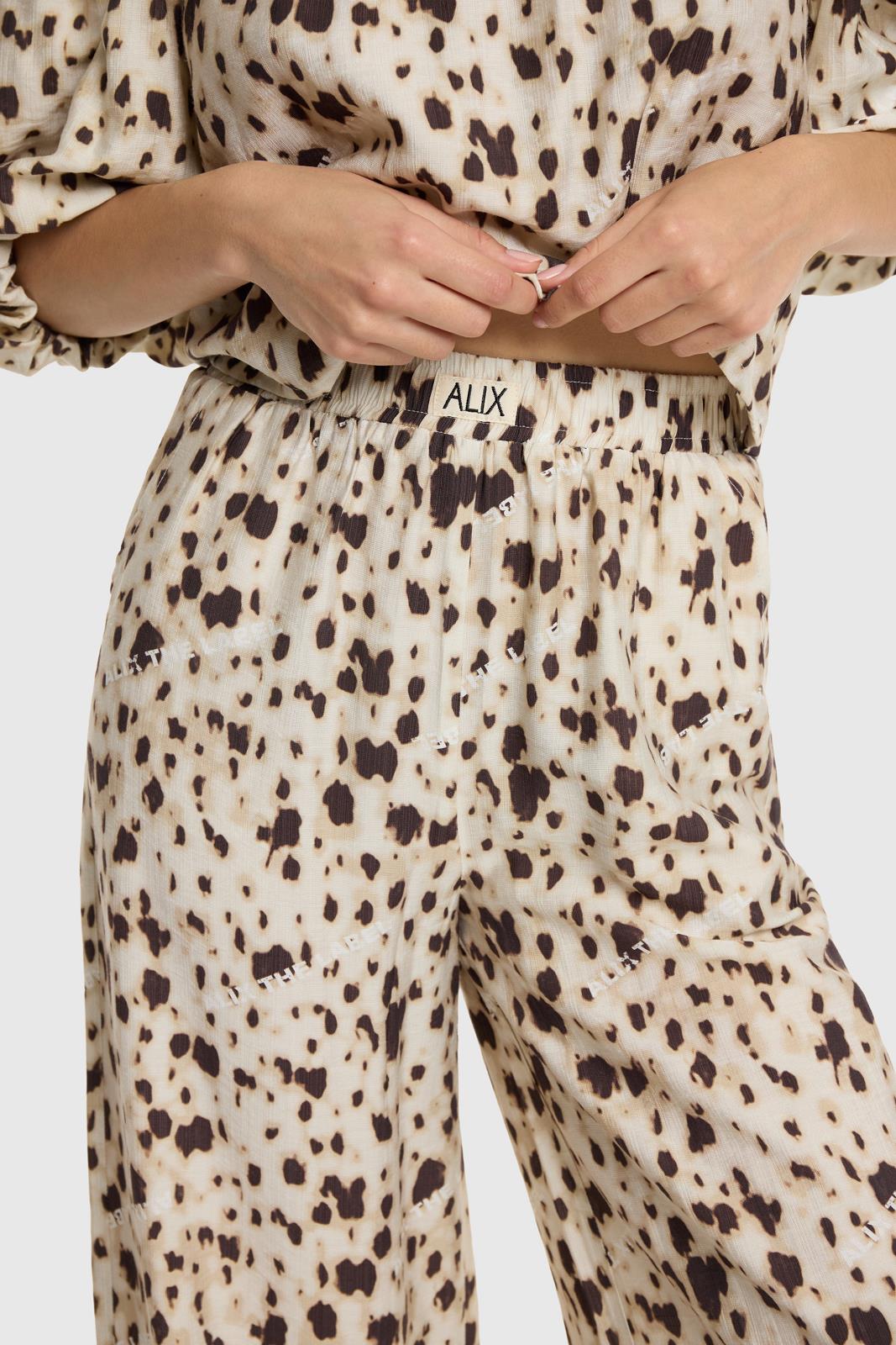 Woven Animal Wide Leg Pants